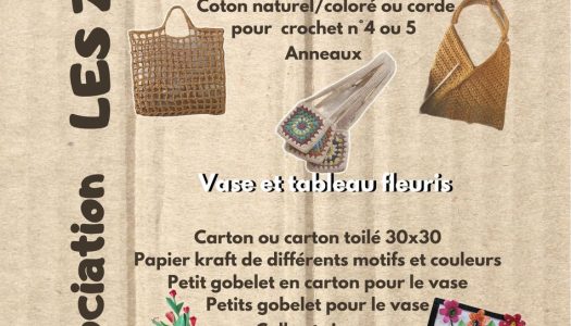 Programme de  l’association LES Z’ARTS atelier de créations du 3 et 17 avril