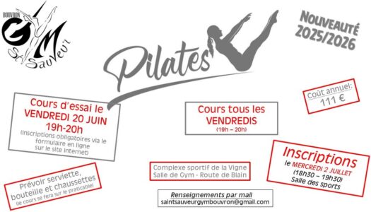 NOUVEAUTE : ouverture d’un cours de PILATES