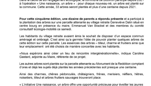 Communiqué de Presse : 1 Naissance 1 Arbre 2025