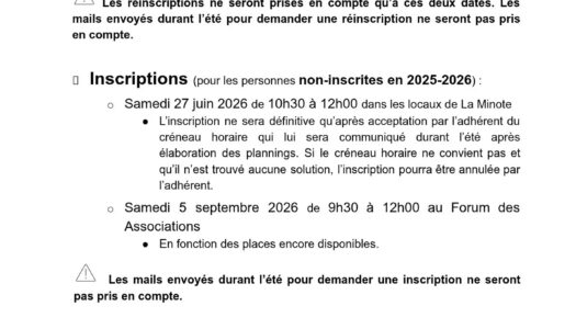 Inscriptions et ré-inscriptions La Minote